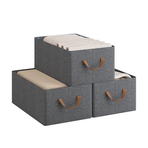 Woltu Opvouwbare Opbergdozen Set van 3 - Grijs - 47 x 28 x 20 cm