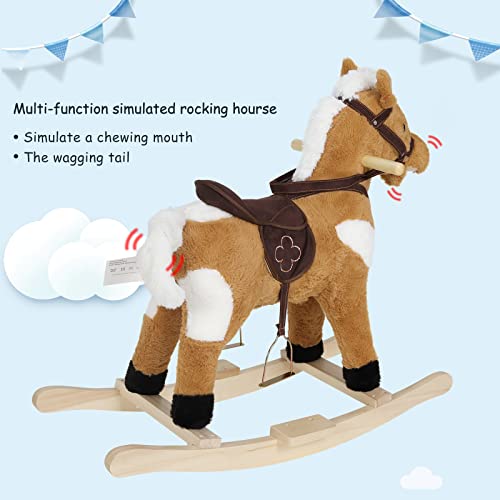 Woltu Hobbeldier voor Baby's met Geluid en Handgrepen - Pluche en PP Katoen - 74 x 65 x 34 cm