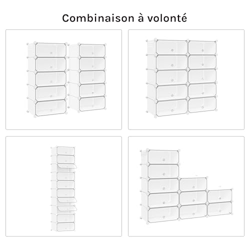 Woltu Schoenenkast met 10 Compartimenten Wit 40 x 30 x 170 cm