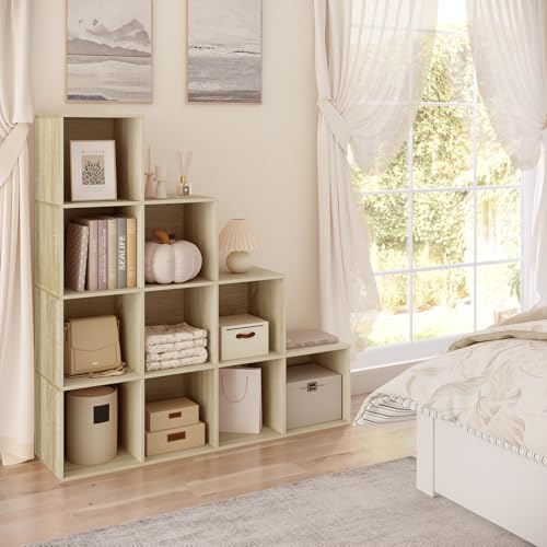 Woltu Boekenkast Trapvormige Plank met 10 Vakken Wit 120 x 30 x 120 cm