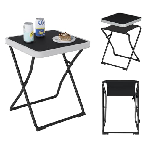 eSituro Campingtafel 2-in-1 met Afneembaar Blad - Zwart - 40,5 x 40,5 x 50 cm