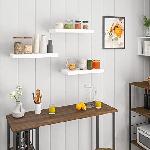 Woltu Wandplank Set RG9372ws-3 - Set van 3 Zwevende Wandplanken - MDF Hout - Wit - 40 x 22,9 x 3,8 cm