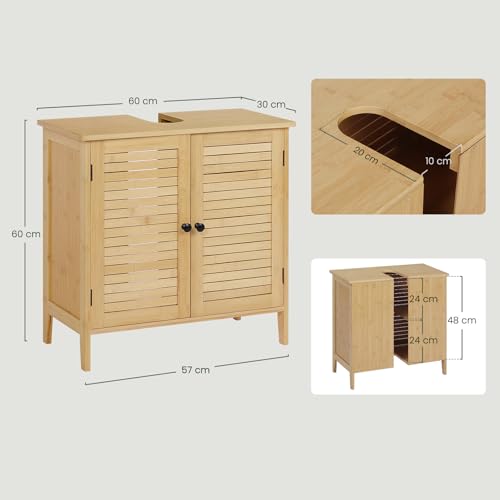 Eugad Badkamerkast Bamboo met 2 Deuren - Staande Waskast - Bamboe/Naturel - 60 x 30 x 60 cm