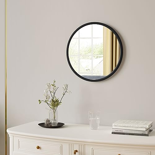 Woltu Ronde Badkamerspiegel Zwart 40 cm - Roestvrij Metaal, Heldere Reflectie