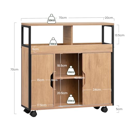 Eugad Smal Badkamerkast met 2 Open Vakken en Verstelbare Plank Licht Zwart Eiken 70 x 71,5 x 20 cm
