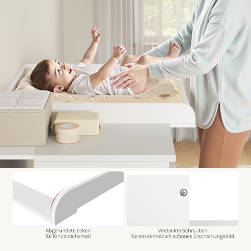 Woltu Verschoningsmat voor Commode Wit 80 x 80 cm met Beschermrand