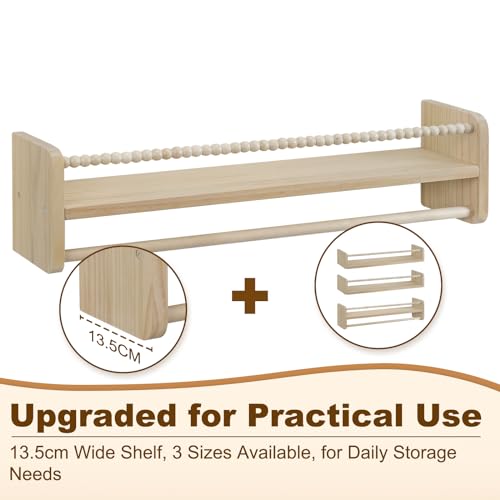 Woltu Montessori Wandplanken voor Kinderkamer 60 cm Natuurlijk Hout Set van 3