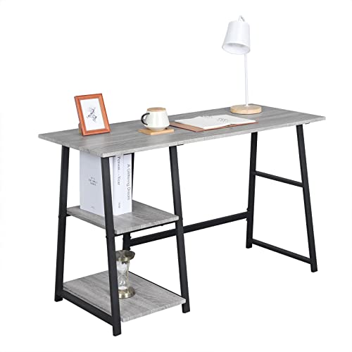 Woltu Bureau met Opbergruimte Industrieel Design - Grijs - 120 x 50 x 73 cm