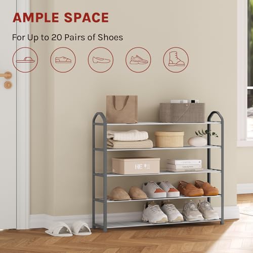 Woltu Schoenenrek met 5 Planken voor 20 Paar Schoenen - Stalen Frame Grijs - 79 x 19,5 x 79 cm