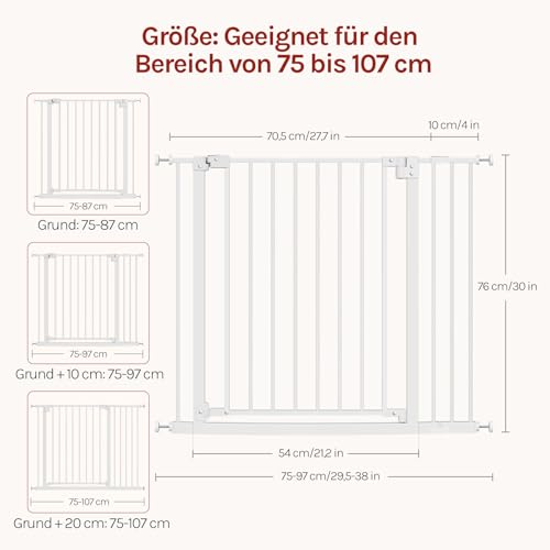Woltu Veiligheidshekje voor Trappen en Deuren - Wit - 75-97 cm Verstelbaar