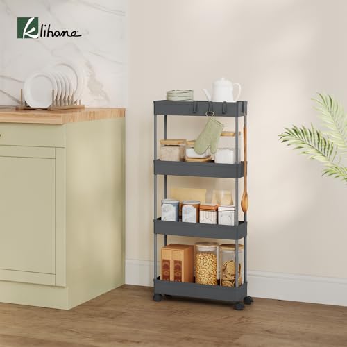 Servierwagen met 4 niveaus grijs 39 x 83,5 x 12,5 cm