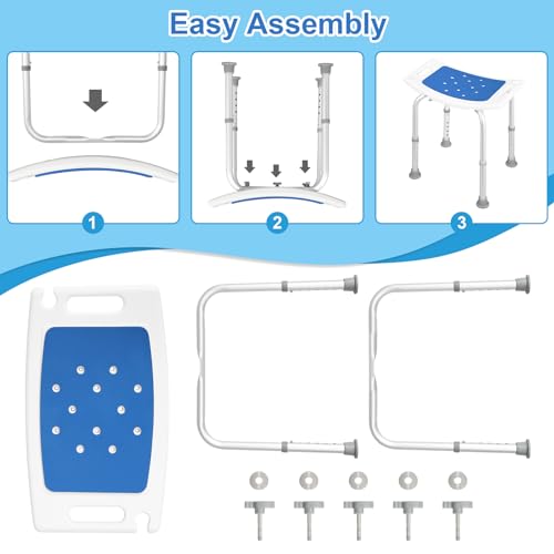 Eugad Douchezitje Verstelbaar - Ergonomisch, Antislip, Aluminium - Zilver