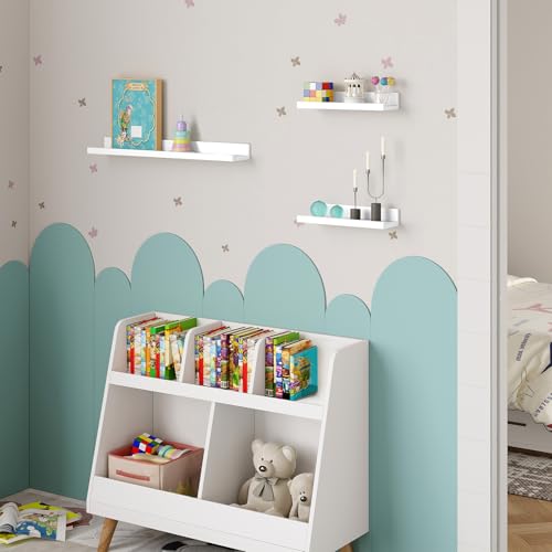 Woltu Set van 3 Witte Wandplanken - Zwevende Opbergplanken voor Woonkamer, Keuken en Slaapkamer