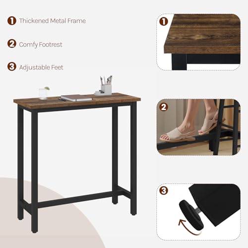 Woltu Bar tafel met metalen frame en spaanplaat blad - Vintage hout - 100 x 40 x 100 cm