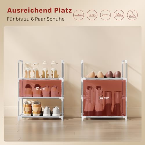 Woltu Schoenenrek 3-laags - Compacte Schoenenopberger met Smalle Planken, Grijs, 41 x 28 x 55 cm