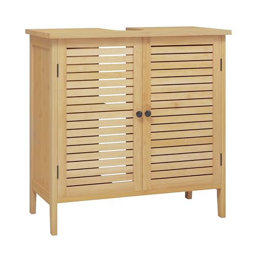 Eugad Badkamerkast Bamboo met 2 Deuren - Staande Waskast - Bamboe/Naturel - 60 x 30 x 60 cm