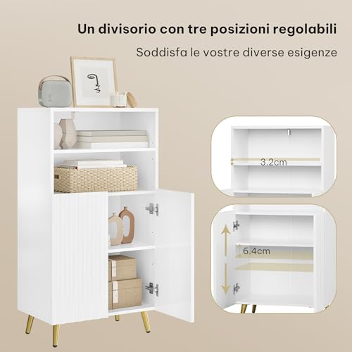 eSituro Badkamerkast Vloermodel Wit 50 x 30 x 93 cm met Verstelbare Planken