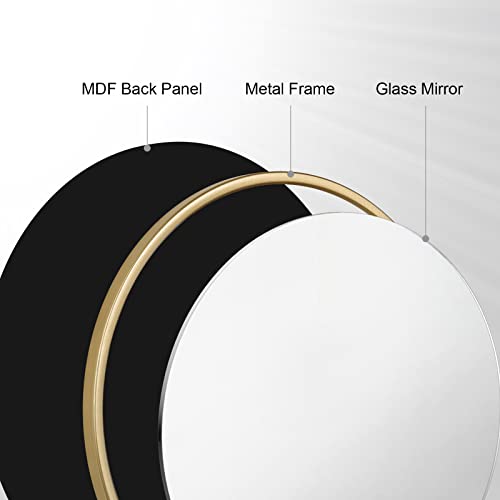 Woltu Ronde Wandspiegel met Gouden Frame 40 cm - Modern en Decoratief voor Badkamer, Slaapkamer en Hal