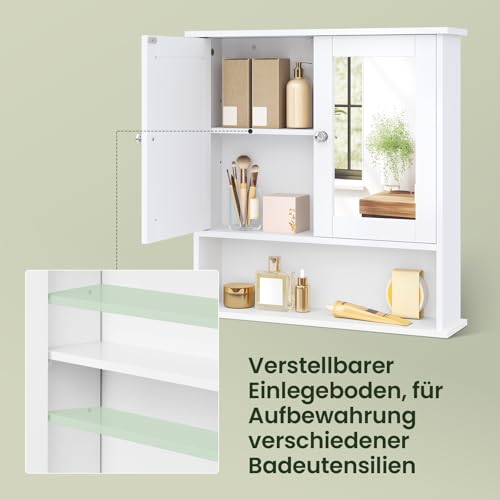 Eugad Badkamerkast met Spiegeldeuren Wit 56 x 58 x 13 cm