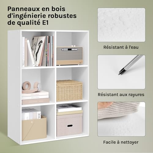 Woltu Boekenkast met 6 Compartimenten Wit 59,6 x 29 x 89 cm