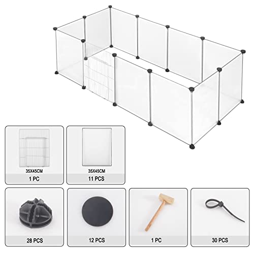 Eugad Speelren Voor Kleine Huisdieren Transparant - Metaal - 145x75x46 cm - 12 Panelen 35x45 cm