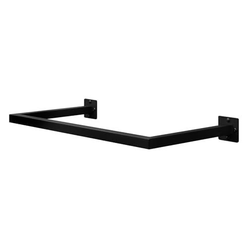 eSituro Industrieel Wandgemonteerde Kledingrail - Zwart - 64 x 6,5 x 30 cm
