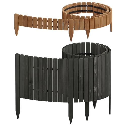 Woltu Flexibele Houten Tuinafsluiting - Antraciet - 203 x 60 cm