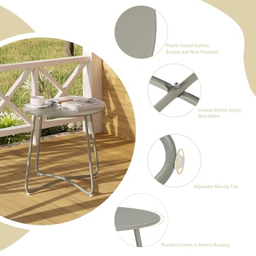 eSituro Ronde Tuin- en Balkon Tafel - Metaal Grijs - Ø48 x H45 cm