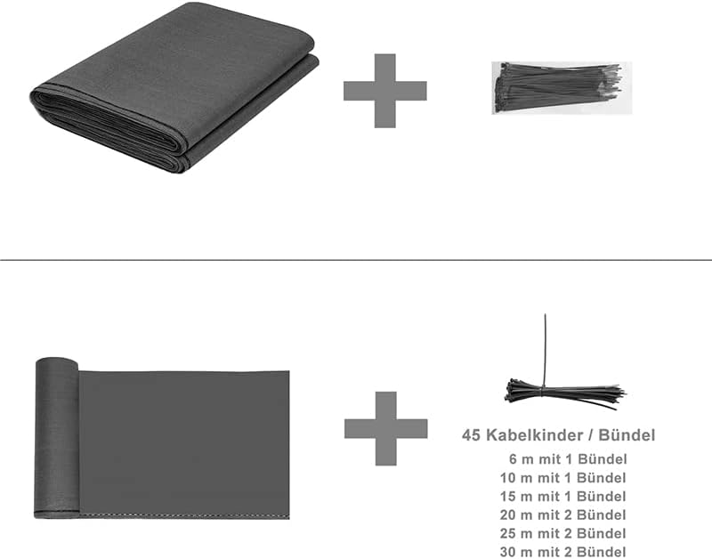 Woltu Hekscherm 1,5 x 25 m - Antraciet - HDPE Schaduwnet 150 g/m² - Inkijkbescherming en Windscherm