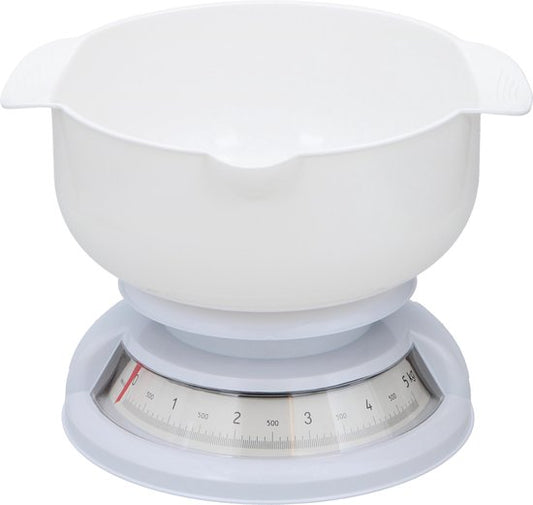 Alpina Keukenweegschaal met Kom - tot 5 kg - Wit - 24x11x23cm