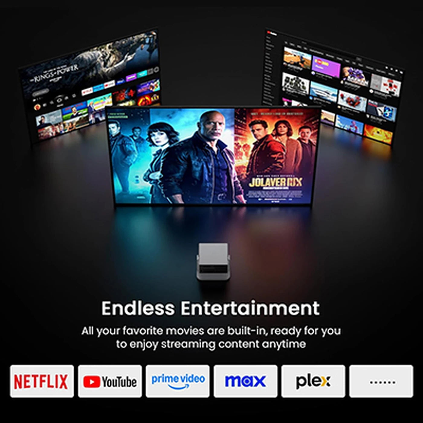 FunFlix Slimme Projector - WiFi 6 & Bluetooth 5.2 - Native 1080p met 4K Ondersteuning - Dolby Audio - 200 Inch Beeldscherm - Autofocus
