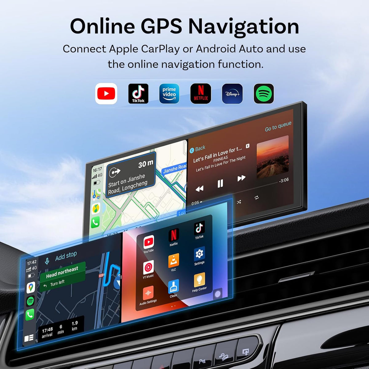 OTTOCAST ScreenFlow - 11,4" Draagbaar CarPlay-scherm met Netflix - YouTube - achteruitrijcamera