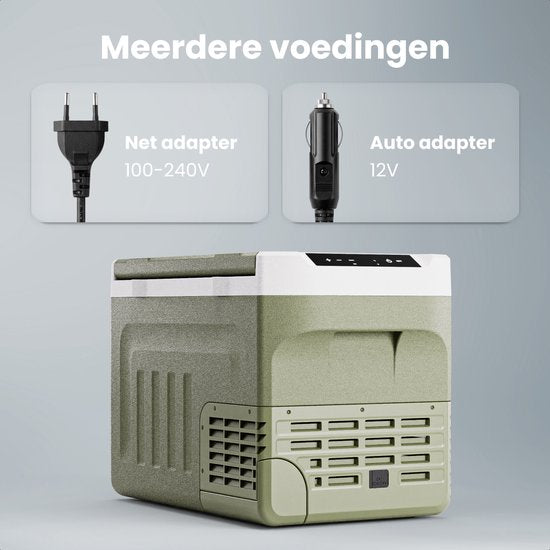 Auronic Elektrische Koelbox - Compressor - 30L - 12V en 240 volt - Camping Koelkast - Frigobox Auto - Groen