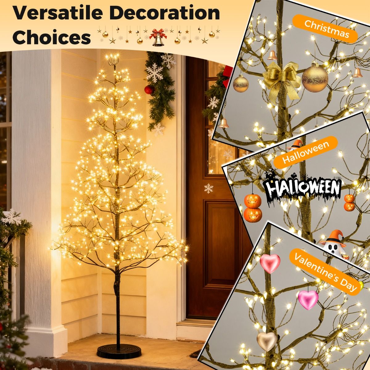 Coast Lichtboom Kunstboom met Verlichting – 120 cm – 800 Warm Witte LED-lampjes – Zwart