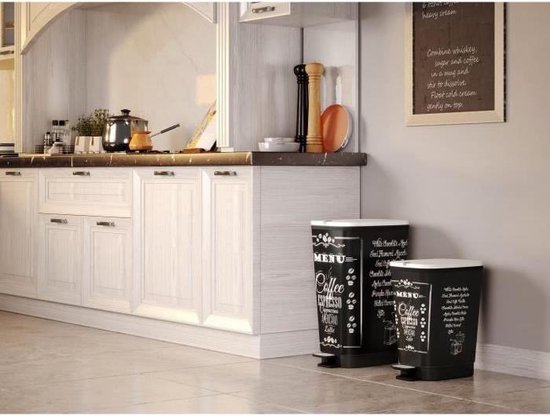 Kis Chic Bin Coffee Menu Prullenbak - 50 l - zwart