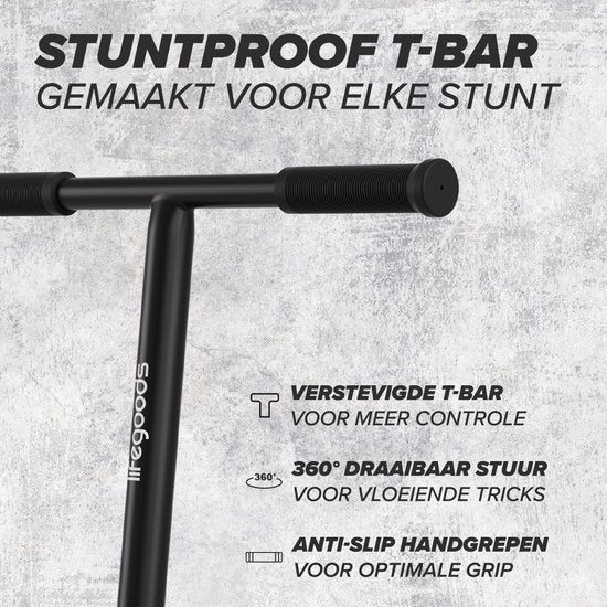 LifeGoods Stuntstep Pro X - T-Stang - HIC - Step voor Kinderen - Jongens/Meisjes - 110mm - 100KG - Zwart/Blauw