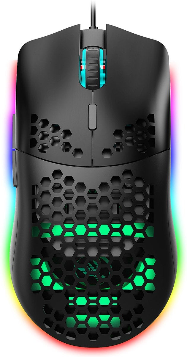 HXSJ J900 Optisch Gaming Muis - Ultra licht - RGB Verlichting - 6400 DPI - Zwart