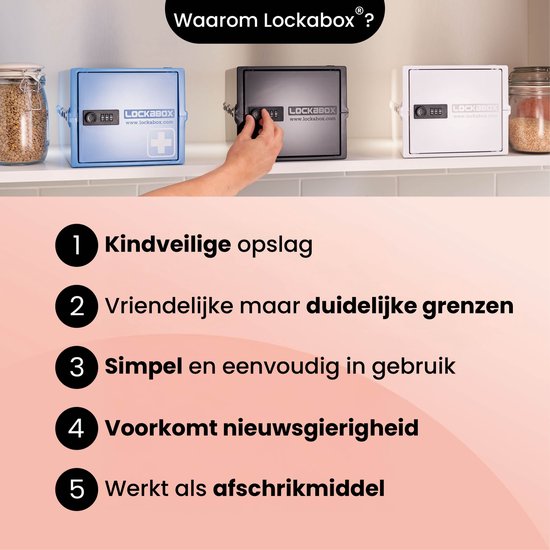 Lockabox Mini™ Opbergbox met Cijferslot – Afsluitbare Medicijnkast – Polycarbonaat Kluis – Koelkast en Diepvries Proof – 3 Liter – 22,3 x 15,4 x 12 cm