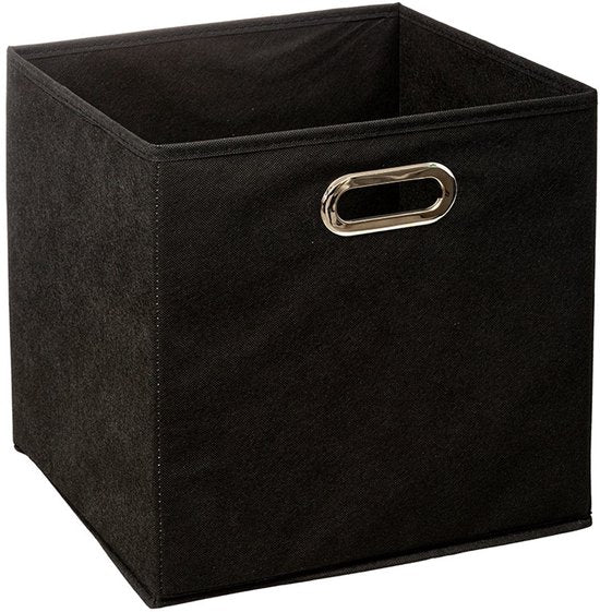 5Five Opbergmand/kastmand - zwart - linnen - 7 liter - 31 x 15 x 15 cm - Opbergbox - Vakkenkast manden