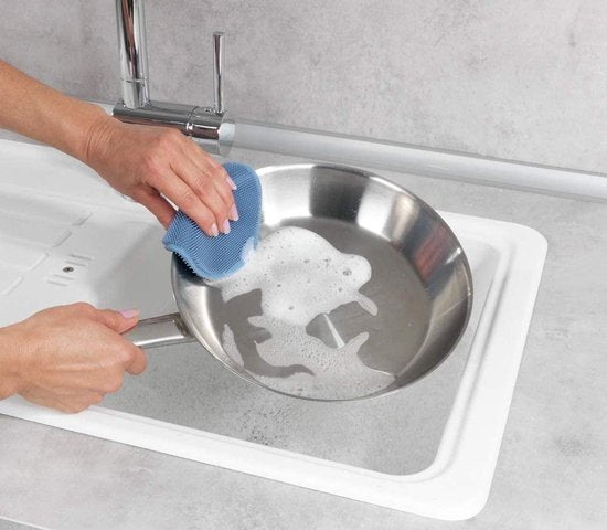 Wenko Spons 12 Cm Siliconen Blauw/grijs 2 Stuks
