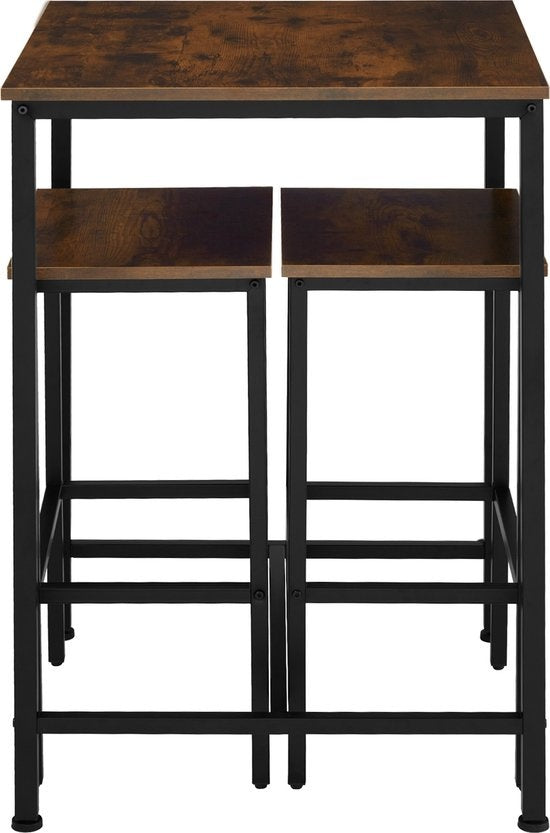 tectake - Bartafelset Inverness industrieel donkerbruin	- 404362