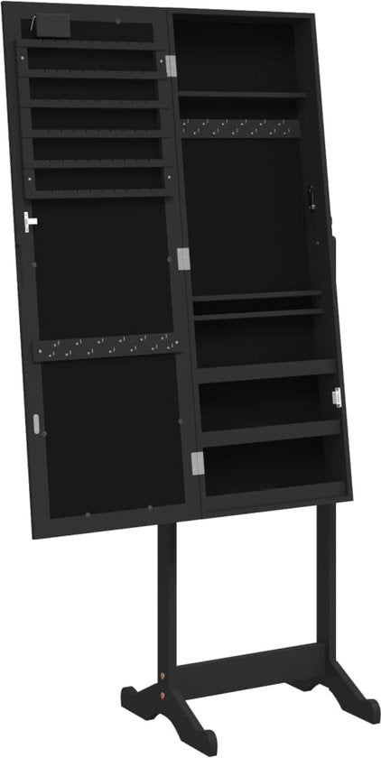 Coast 18 Led sieradenkast Holsbaar Design sieradenplank met volledig lichaamsniveau 35 × 31,5 x 145 cm zwart