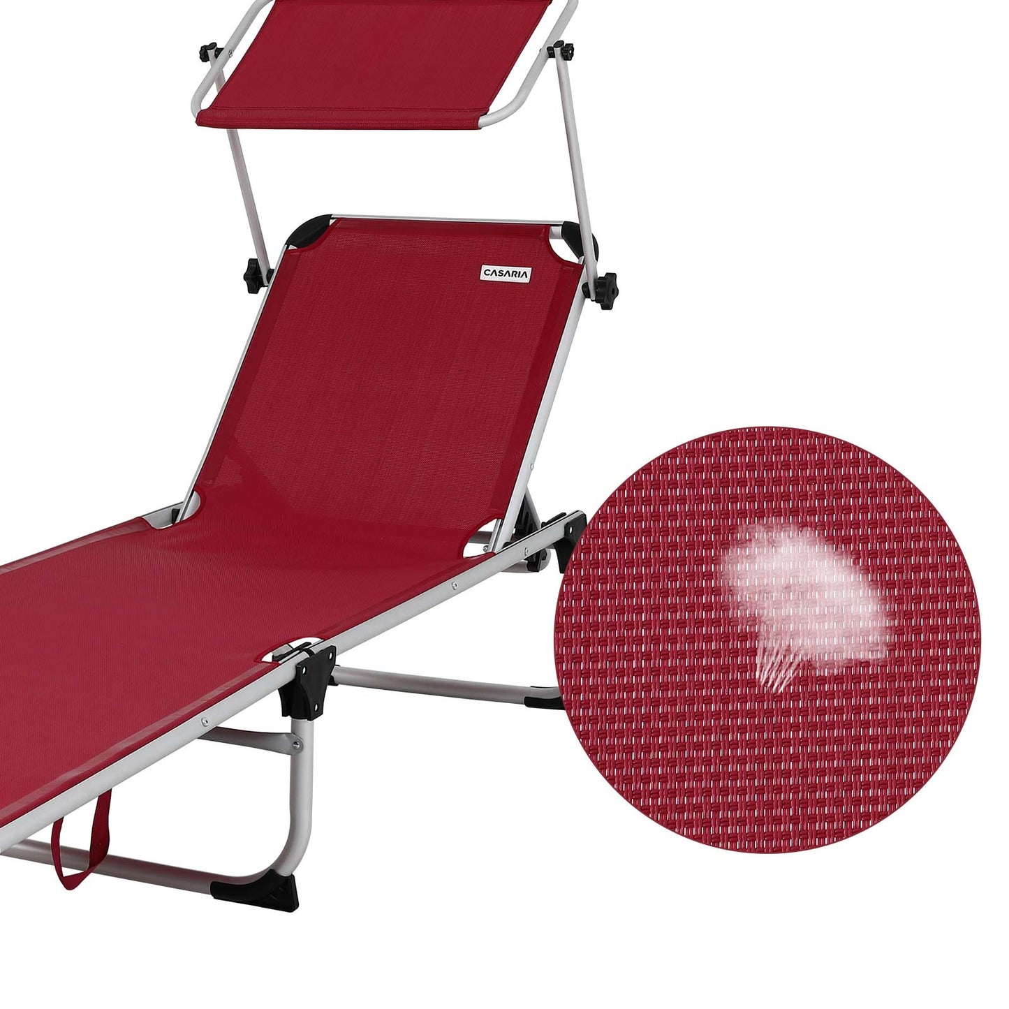 Casaria Ligstoel Malta Comfort – met Zonnedak 210 cm – Rood