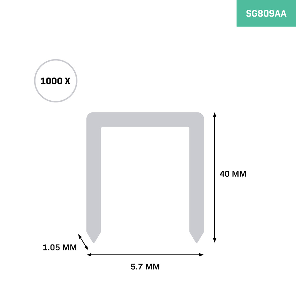 Vonroc Nieten 40mm x 5.7mm Gegalvaniseerd – 1000 stuks voor PRO Combi Tacker CT504CA