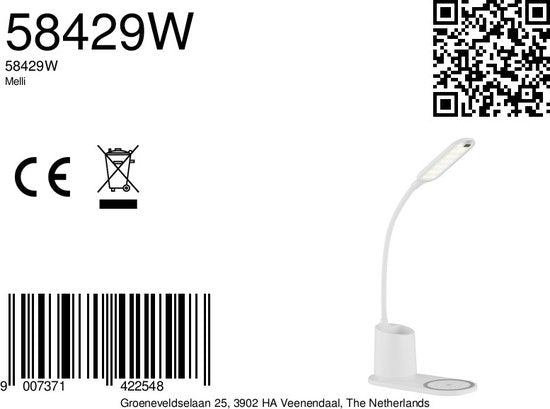 Globo tafellamp Melli - wit - kunststof - 58429W