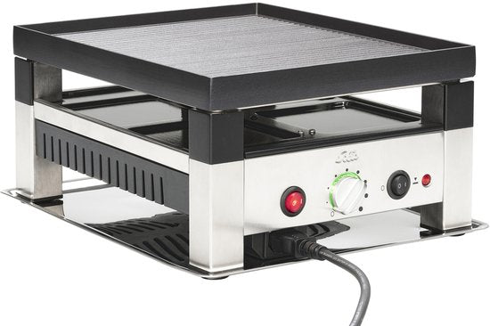 Solis Raclette & Pizza Grill - Gourmetstel 4 Personen - Raclette Gourmet Stel - Tafelgrill met 4 Verschillende Functies