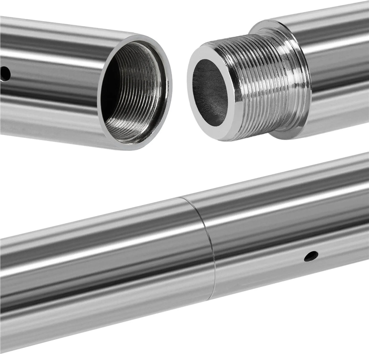 Yaheetech Danspaal Verstelbaar – Voorzien Van Statische En Draaiende Stand En Siliconen Rubberen Bescherming En 2 Verlengstangen – Voor Thuisgebruik En Fitness – Zilver Verchroomd Metaal – 25 x 25 x 216,5-275 cm