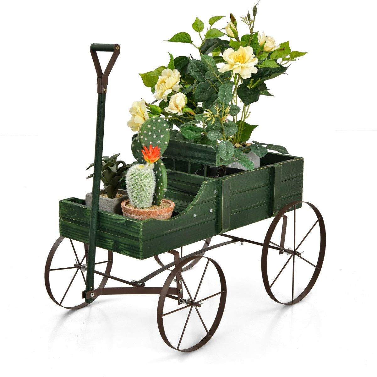 Coast Houten Decoratieve Bloembak met Wielen - 62 x 34 x 60 cm - Groen
