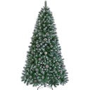 Kunstkerstboom 228 cm met Sneeuwlaag en Dennenappels Groen