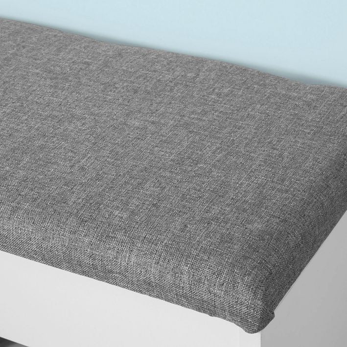 SoBuy Schoenenkast met gestoffeerd zitvlak - 2 Planken  -Landelijk - Max. 120 kg -60 x 30 x 44 cm - Wit / Grijs